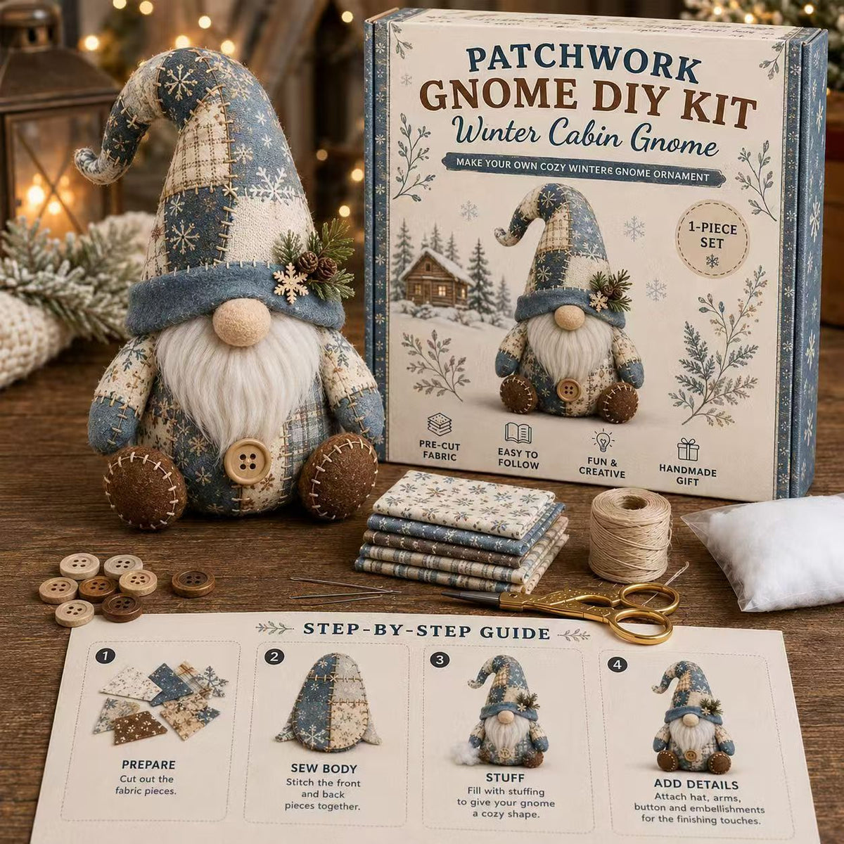 Patchwork Doll DIY Kit-Complete Hand Sewing Crafting Materials