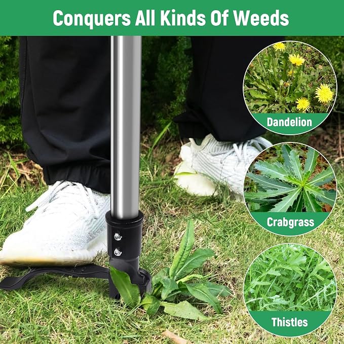 Manual Rotary Cultivator, Manual Weeder Tool,Single-Tine Aluminum Cultivators for Gardening, Garden Hand Tiller Manual with Ergo Wooden t-Handle, Hand Held Cultivator Tool For Flower Beds Cultivate, Aerate, Weed