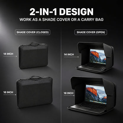 Outdoor Laptop Sunshade, 2-IN-1 Foldable Portable Protective Case