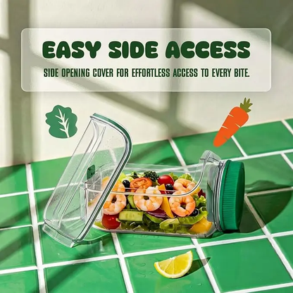 Plastic Salad Pod Portable Salad Bowl with Leakproof Dressing Container