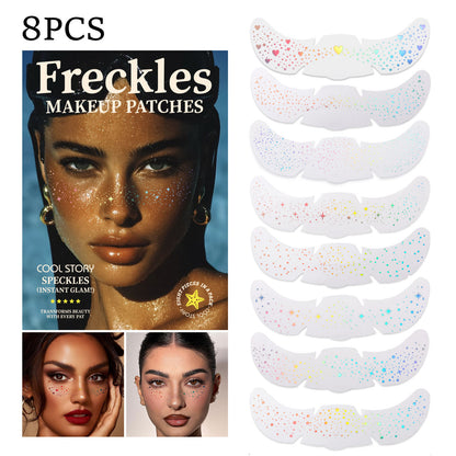 8 Sheets Glitter Freckles Holographic Stickers-Accessories for Party Festival Daily Makeup