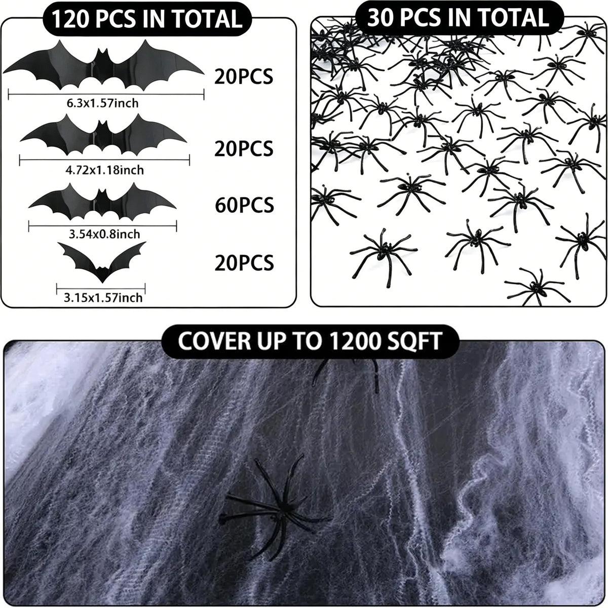 Halloween Gauze Spider Web Set, Indoor & Outdoor Halloween Themed Decorations
