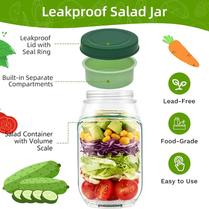 Plastic Salad Pod Portable Salad Bowl with Leakproof Dressing Container
