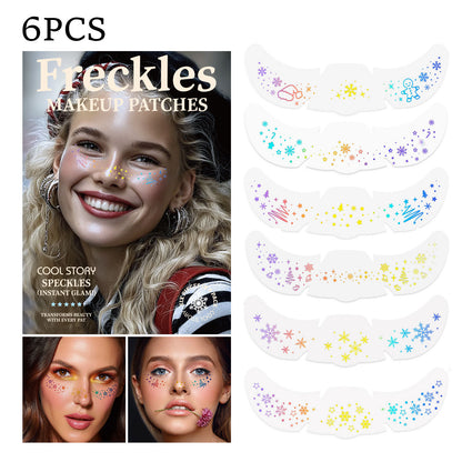 8 Sheets Glitter Freckles Holographic Stickers-Accessories for Party Festival Daily Makeup