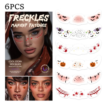 8 Sheets Glitter Freckles Holographic Stickers-Accessories for Party Festival Daily Makeup