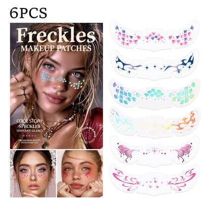 8 Sheets Glitter Freckles Holographic Stickers-Accessories for Party Festival Daily Makeup