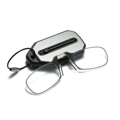 Nose Clip Reading Eyeglass - Minimalist Legless Flexible Design, Compact Fashion Keychain