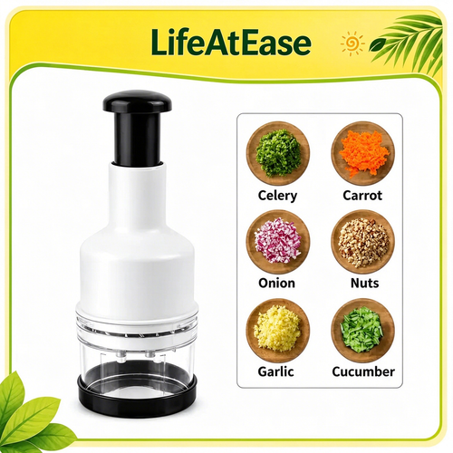 Manual Food Chopper - Compact Press-Type Kitchen Vegetable Chopper