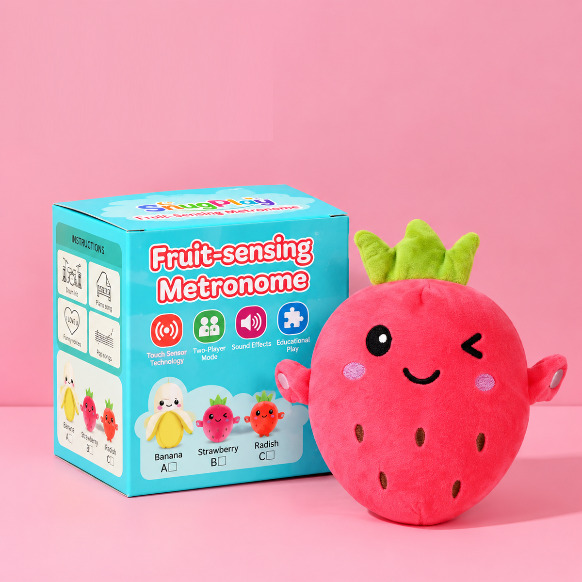 3-Piece Fruit & Vegetable Interactive Musical Sensory Plush Toy Set