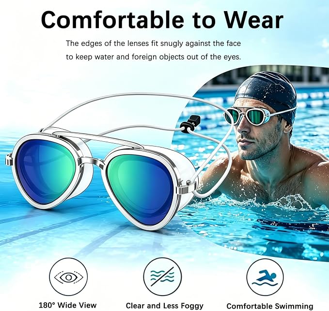 Anti-Fog SwimmingGoggles - UV Protection,Wide View, Leakproof IAdult Swim Glasses