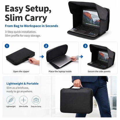 Outdoor Laptop Sunshade, 2-IN-1 Foldable Portable Protective Case