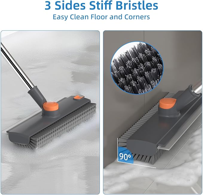 3-in-1Long Handle FloorScrub Brush withsqueegee