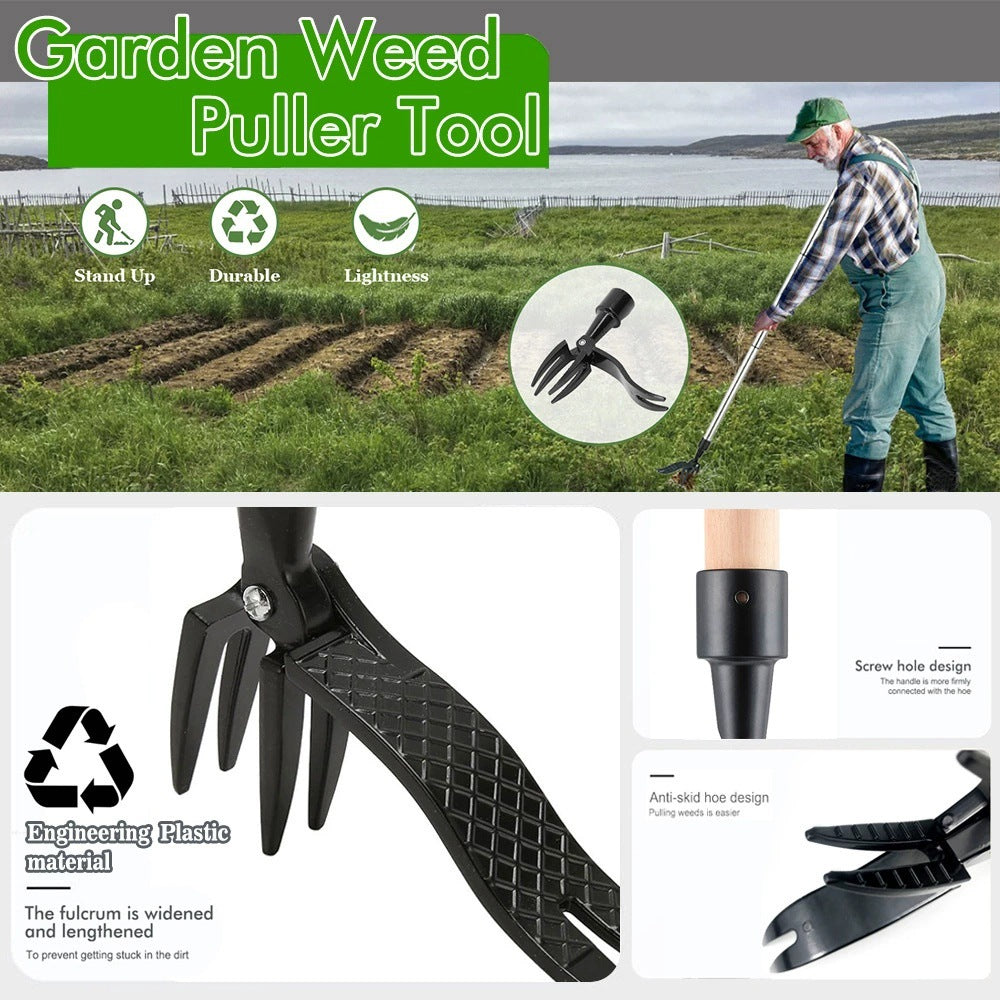 Manual Rotary Cultivator, Manual Weeder Tool，Single-Tine Aluminum Cultivators for Gardening, Garden Hand Tiller Manual with Ergo Wooden t-Handle, Hand Held Cultivator Tool For Flower Beds Cultivate, Aerate, Weed