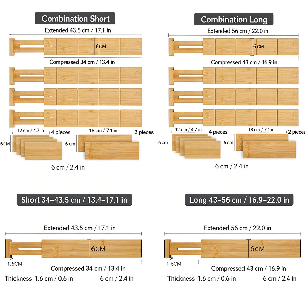 Bamboo Drawer Dividers-Expandable Organization for Home