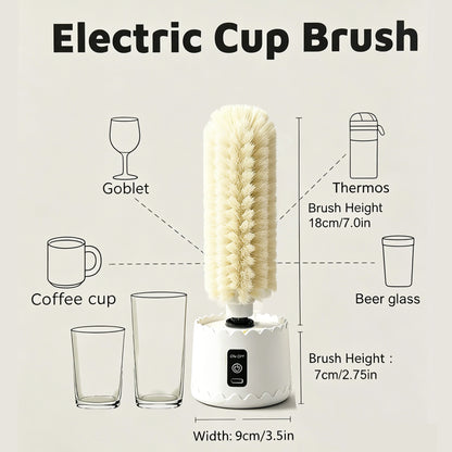 Electric Hanging Cup Brush-Rechargeable Automatic Cup Cleaner for Wine Glasses