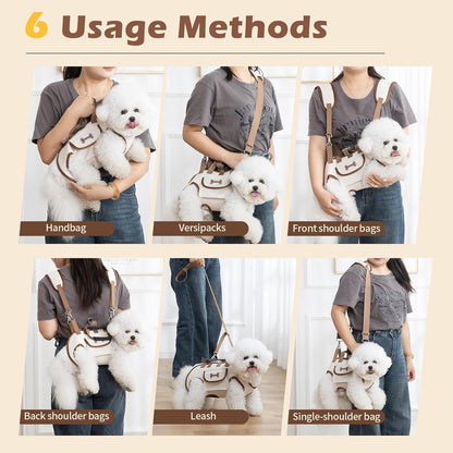 2-in-1 Convertible Pet Carrier Backpack,Shoulder Straps with Matching Leash for Pets