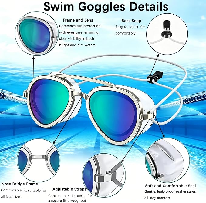 Anti-Fog SwimmingGoggles - UV Protection,Wide View, Leakproof IAdult Swim Glasses