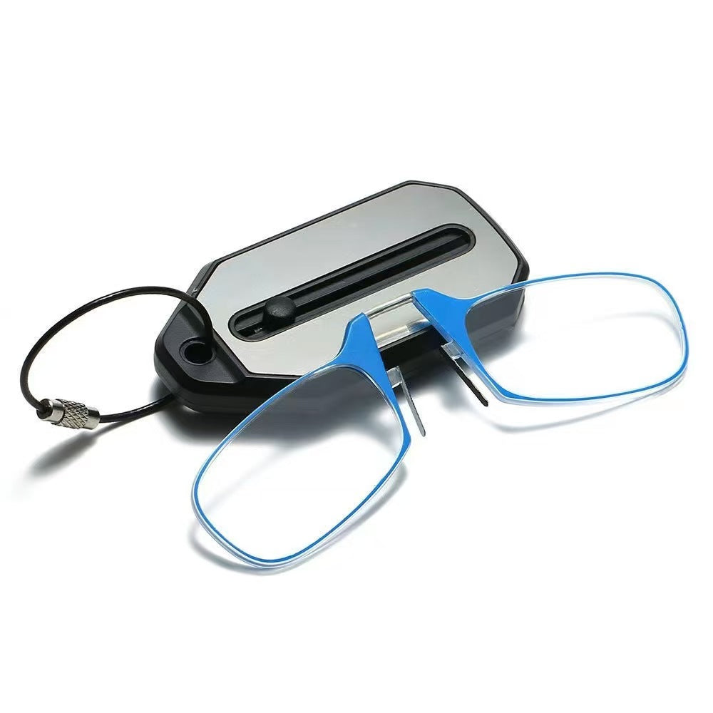 Nose Clip Reading Eyeglass - Minimalist Legless Flexible Design, Compact Fashion Keychain