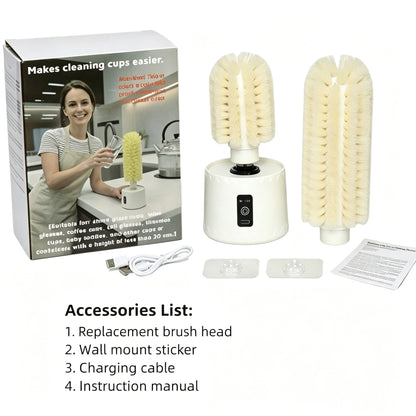 Electric Hanging Cup Brush-Rechargeable Automatic Cup Cleaner for Wine Glasses