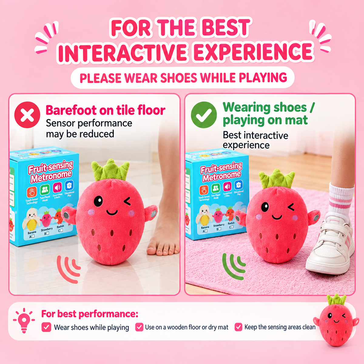 3-Piece Fruit & Vegetable Interactive Musical Sensory Plush Toy Set