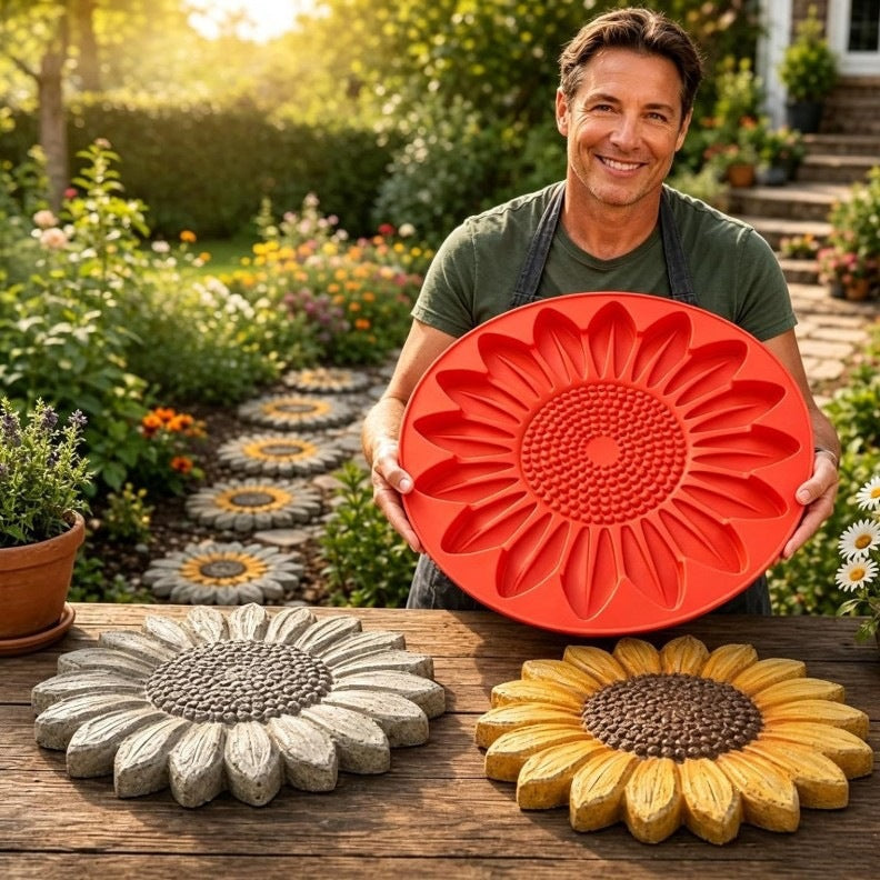 Reusable Sunflower Stepping Stone Mold,DIY Garden Path Paver Mold,Garden & WalkwayDecoration