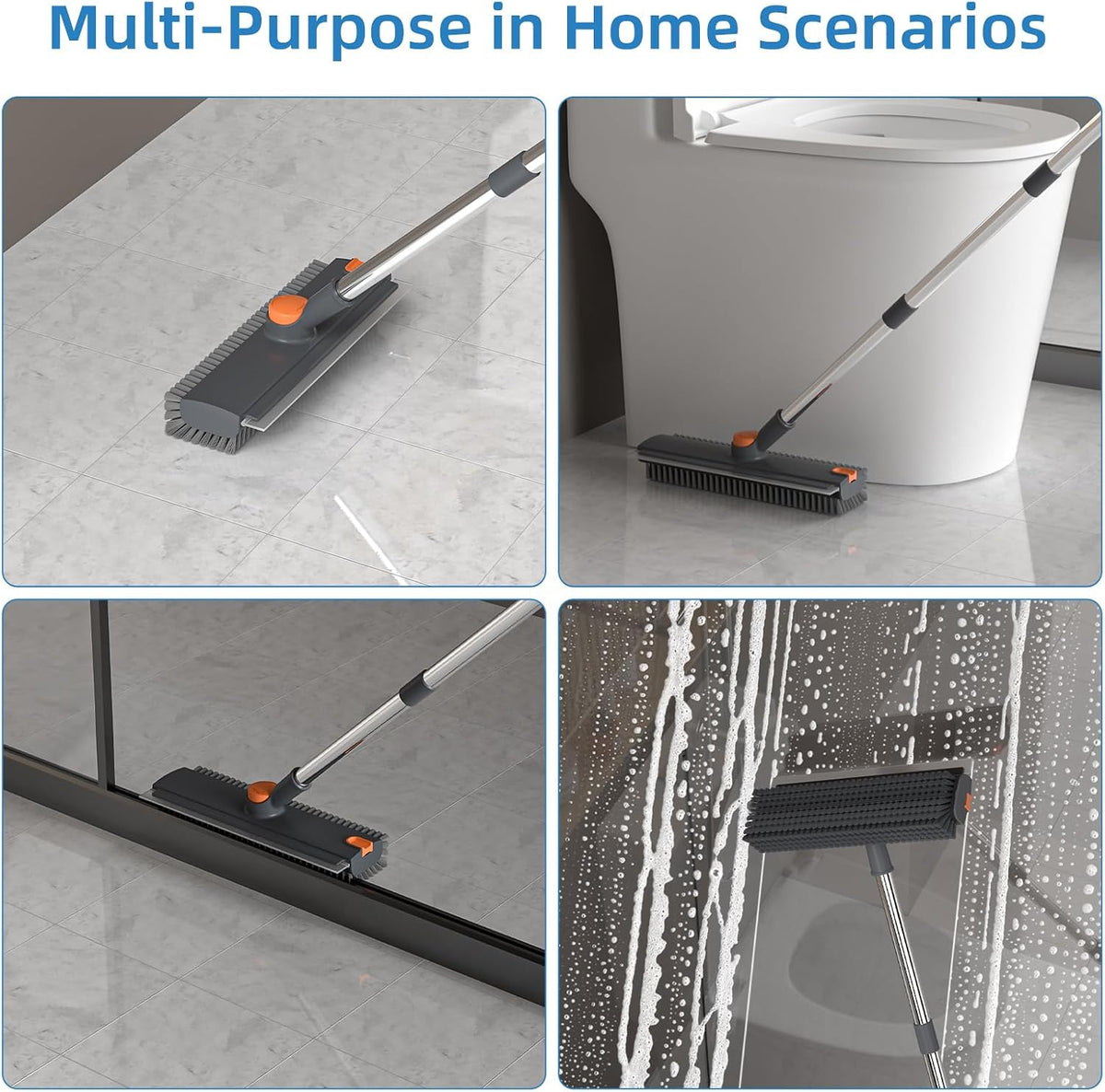 3-in-1Long Handle FloorScrub Brush withsqueegee