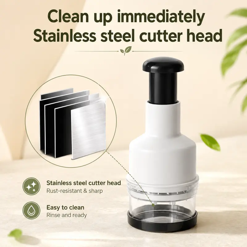 Manual Food Chopper - Compact Press-Type Kitchen Vegetable Chopper