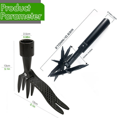 Manual Rotary Cultivator, Manual Weeder Tool，Single-Tine Aluminum Cultivators for Gardening, Garden Hand Tiller Manual with Ergo Wooden t-Handle, Hand Held Cultivator Tool For Flower Beds Cultivate, Aerate, Weed