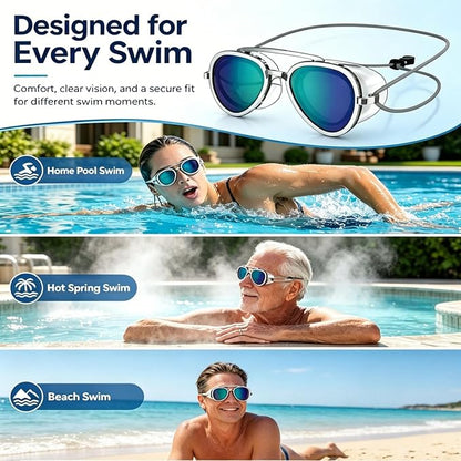 Anti-Fog SwimmingGoggles - UV Protection,Wide View, Leakproof IAdult Swim Glasses