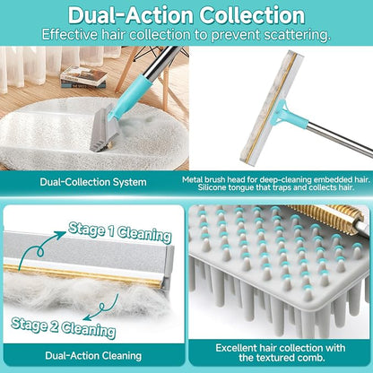 Carpet Rake for Pet Hair Removal Tool, Reusable Pet Hair Remover Broom,3 Pcs Carpet Brush Rake for Rugs, Mats, Couch, Furniture