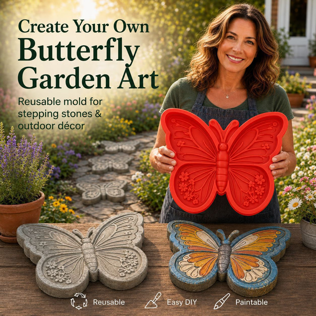 Reusable Sunflower Stepping Stone Mold,DIY Garden Path Paver Mold,Garden & WalkwayDecoration