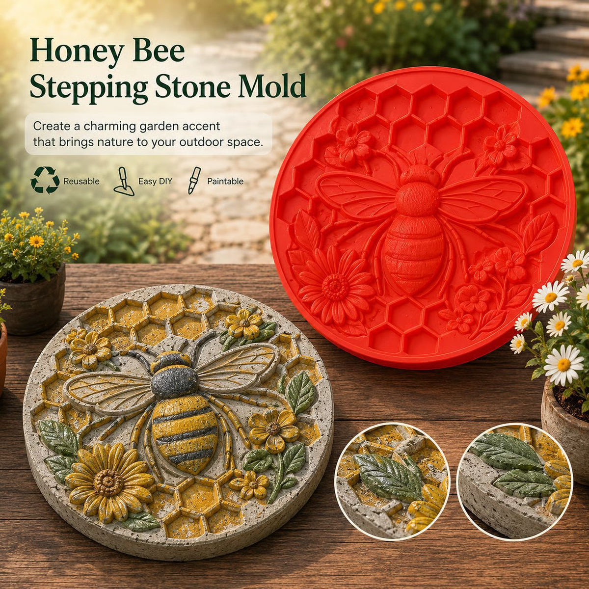 Reusable Sunflower Stepping Stone Mold,DIY Garden Path Paver Mold,Garden & WalkwayDecoration