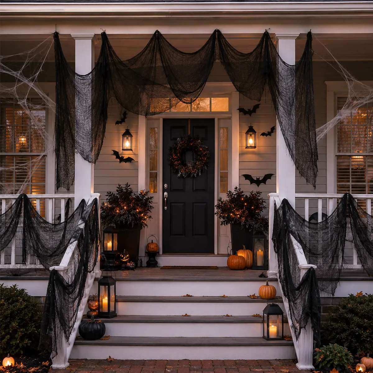 Halloween Gauze Spider Web Set, Indoor & Outdoor Halloween Themed Decorations