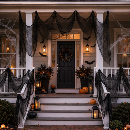Halloween Gauze Spider Web Set, Indoor & Outdoor Halloween Themed Decorations
