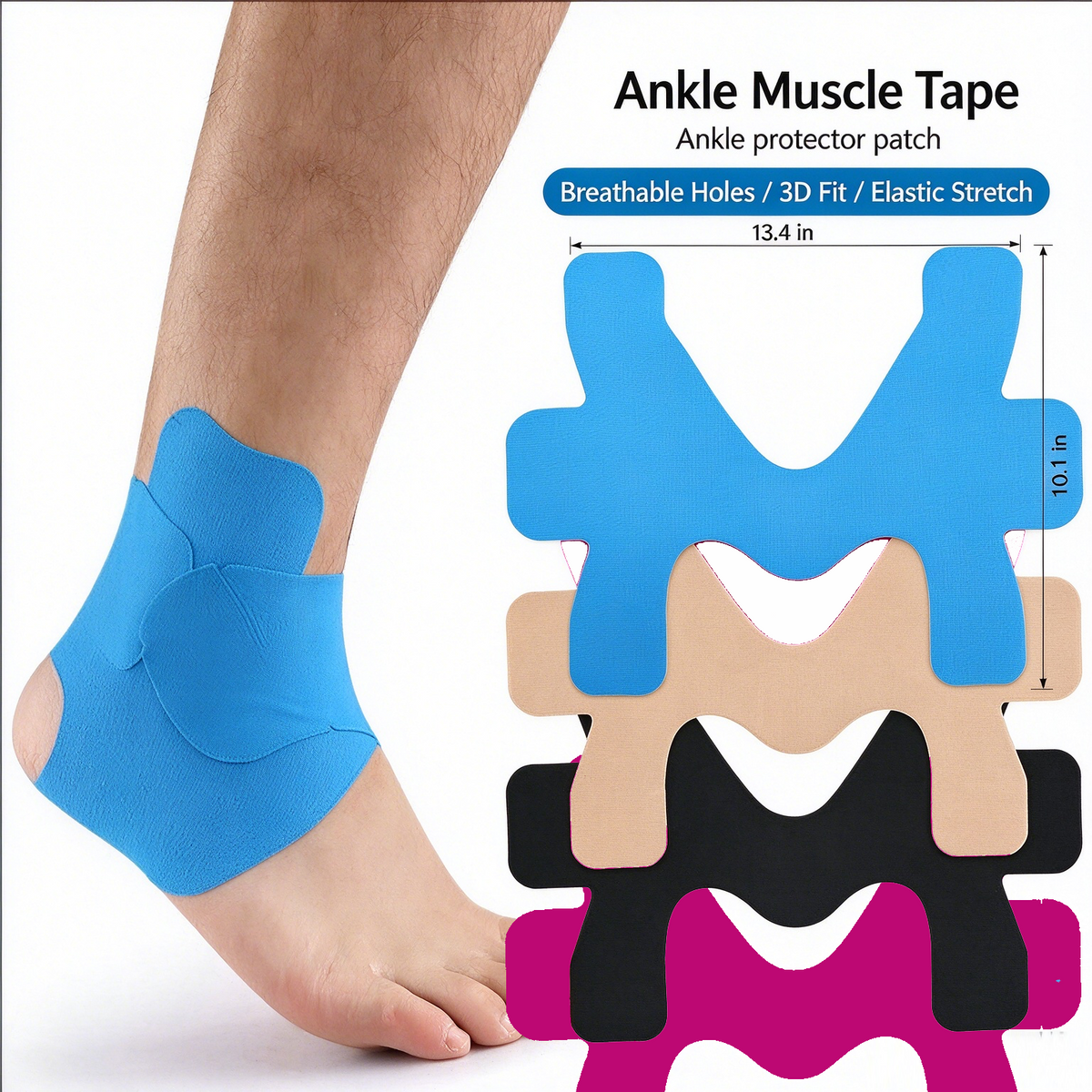 Precut Tape- Breathable Elastic Athletic Muscle Tape Strips Flexible , 10 Pcs , Pain & Stability