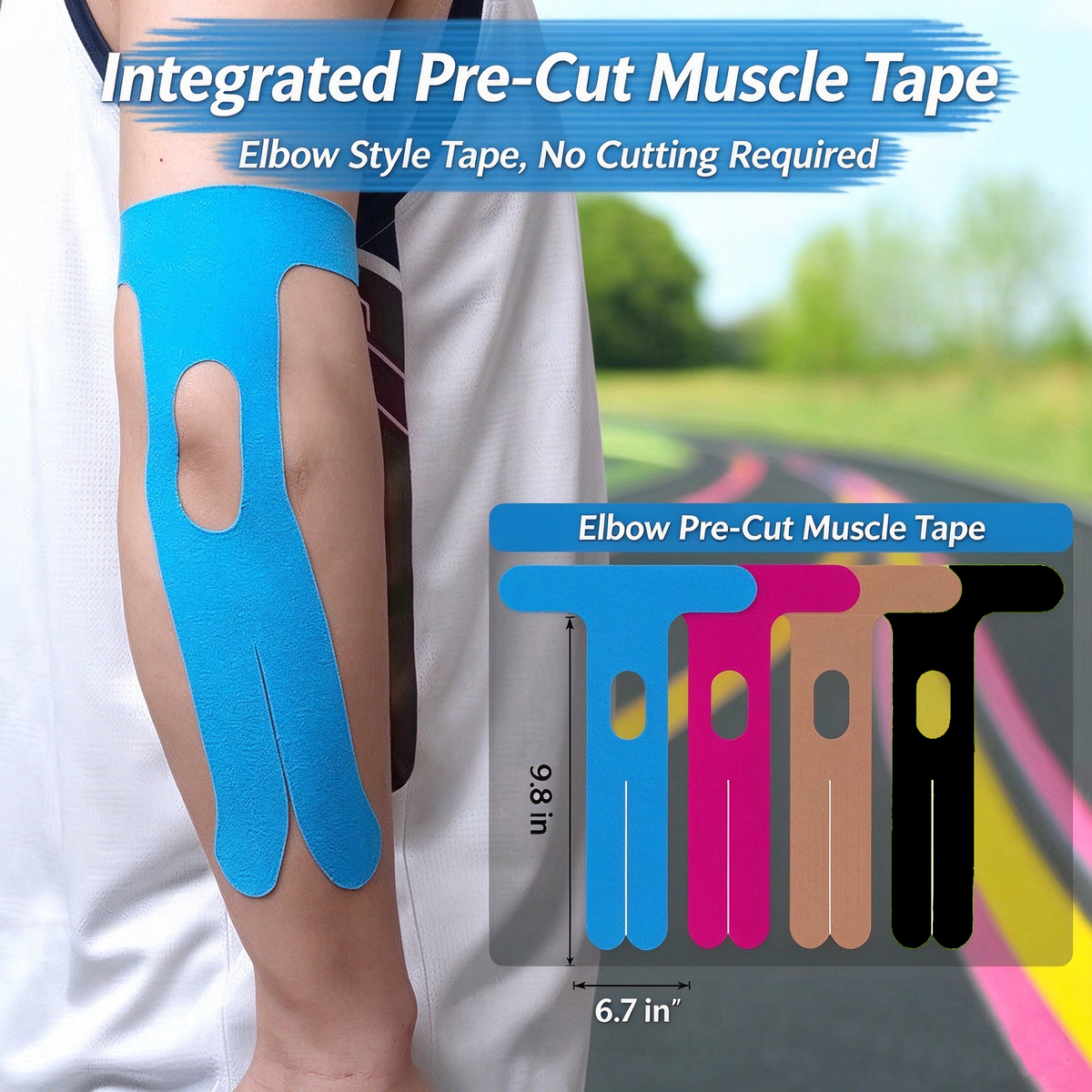 Precut Tape- Breathable Elastic Athletic Muscle Tape Strips Flexible , 10 Pcs , Pain & Stability